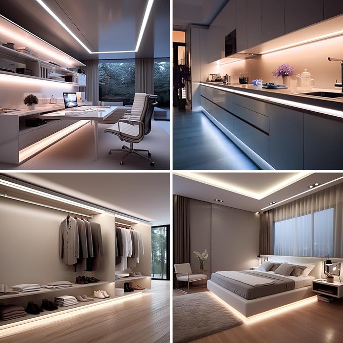 24V COB LED Strip Light 65.6ft (2 Rolls of 32.8ft) Kit, 4000K Natural White Cuttable 11W/M 312LEDs/M CRI 93 LED Tape Lights with Power Supply for Bedroom Kitchen Living Room Ceiling