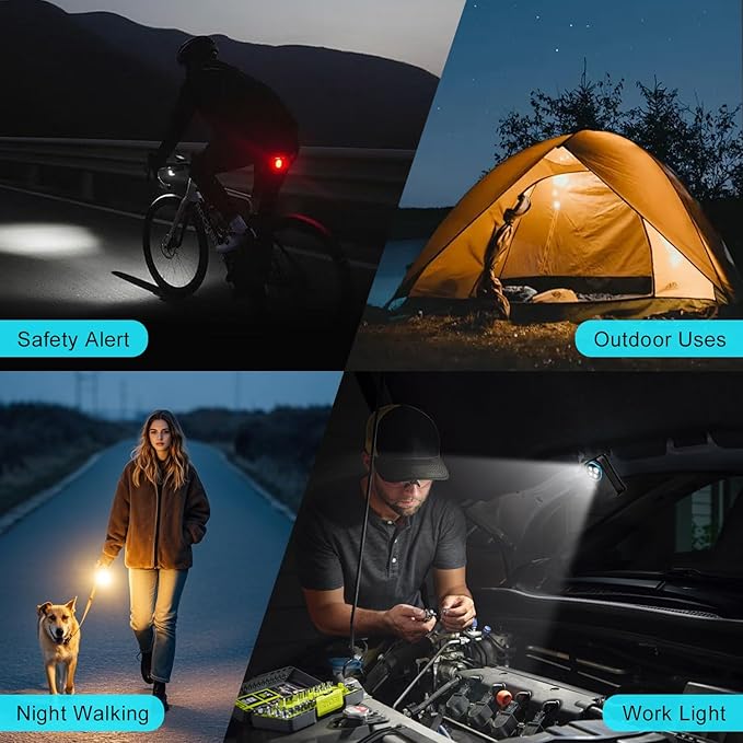 EDC Flashlight Clip-on Light, 600 Lumens Rechargeable Flashlight, Mini Pocket Clip-on Light with RGB Mode, Magnetic Small Flashlight Type-C for Camping Repairing Signaling Cycling, Black