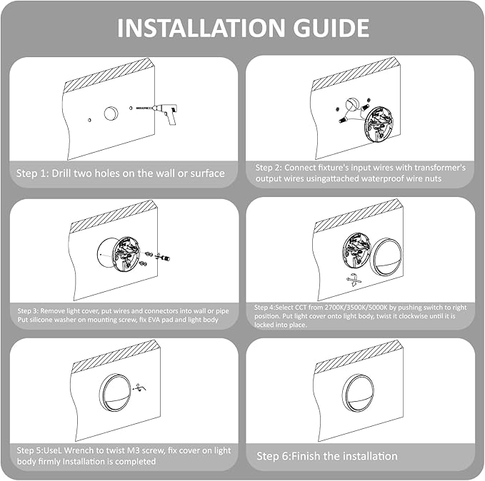 Low Voltage Deck Lights Outdoor, 12V LED Low Voltage Post Fence Stair Lights Wired Outdoor with Connector, 3W LED Chips, 3CCT, Aluminum Housing, IP65 Waterproof, ETL, Brown, Pack of 6