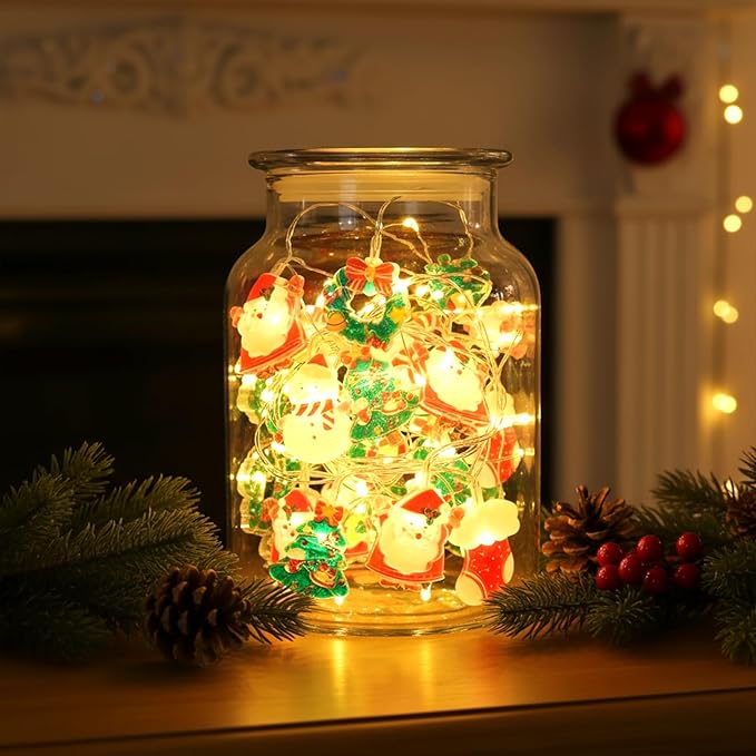 Christmas String Lights,10FT 20LED New Year Lights USB & Battery Operated (Not Included) 2026 Cute Christmas Fairy Lights, 2 Flashing Modes for Christmas Tree Decor Indoor Outdoor,Home,Party,Wedding