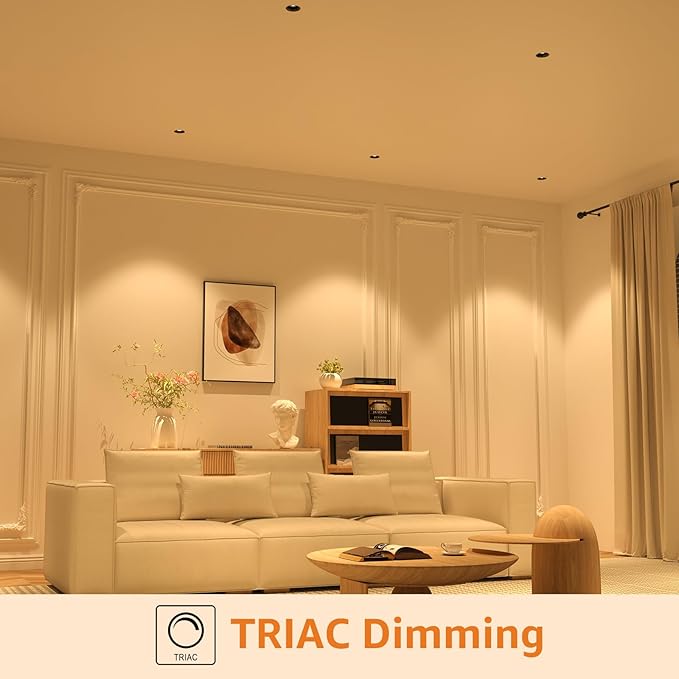 6 Pack LED Round Recessed Lighting, 10W Adjustable Canless Downlight, Aluminum Recessed Ceiling Light with junction Box, 5 CCT 2700K-6000K, Rotation Spotlight for Living Room Bedroom Hallway Kitchen