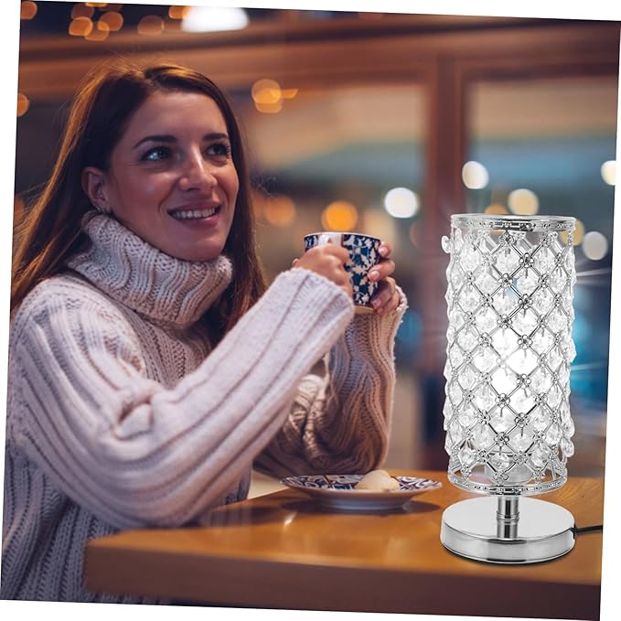 1pc Crystal Table Lamp for Indoor Use Durable Stylish Desktop Light with Button Switch for Home Decor and Dormitory Atmosphere
