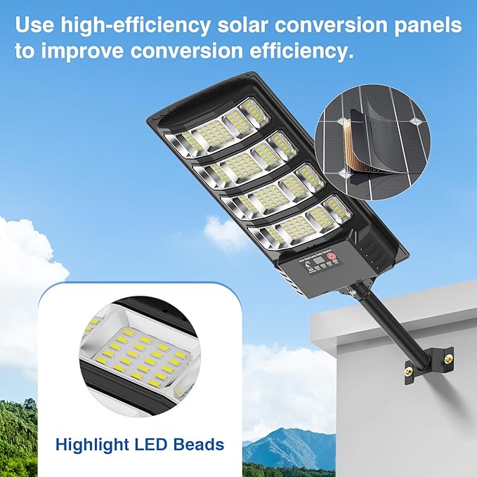 Solar Street Lights Outdoor Waterproof ,35000LM 6500K 320° Angle Flood light, 5730 LED Solar Parking Light with Motion Sensor and Remote Control for Outdoor, Streets, Courtyards,Parking Garages,-2Pack