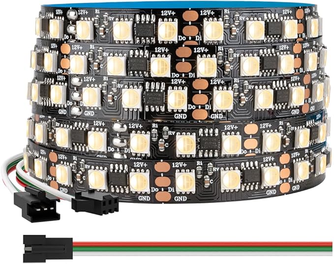 BTF-LIGHTING WS2814 IC RGBW RGB+Cool White(Similar WS2812B) Addressable DC12V 16.4FT 84LED/m 28pixel/m 4 Colors in 1 Dream Color LED Strip 12mm Width PCB IP30 for Home Decor(No Adapter or Controller)
