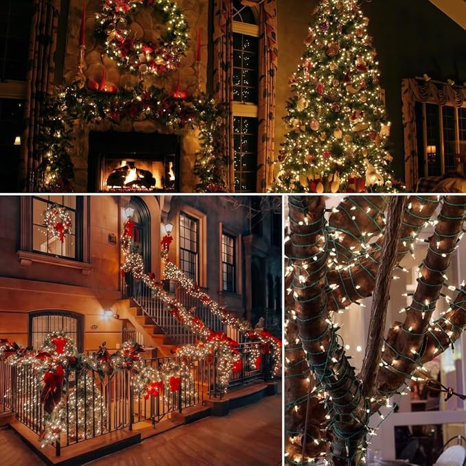 2 Pack Clear Christmas String Lights, 100 Count Each, Incandescent Mini Christmas Lights, Connectable Xmas Tree Light for Indoor Outdoor Garland Birthday Holiday Wedding Festival Party