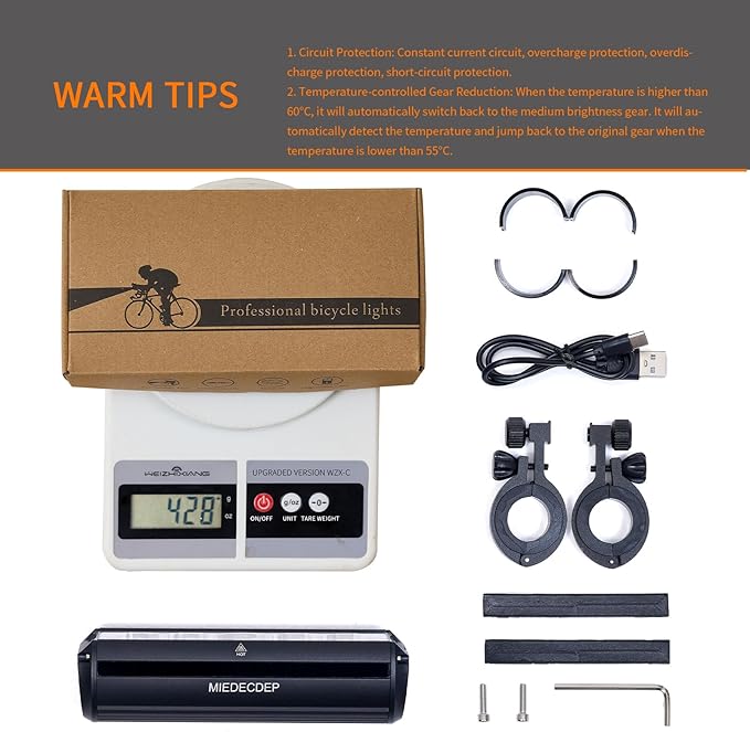 Super Bright 3250 Lumen LED Bike Light, USB Rechargeable Bicycle Headlight, Waterproof Daytime Running Light for Bike, MTB Off-Road & Commuter Cycling Safety