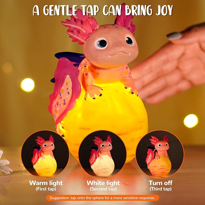 JMMICO Paint Your Own Axolotl Lamp, Axolotl Crafts Kit, Arts and Crafts for Kids Ages 4-8 8-12, Easter Basket Stuffers, Easter Gifts for Kids 6 7 8 9 10 11 12 Years Old Boys Girls (Pink)