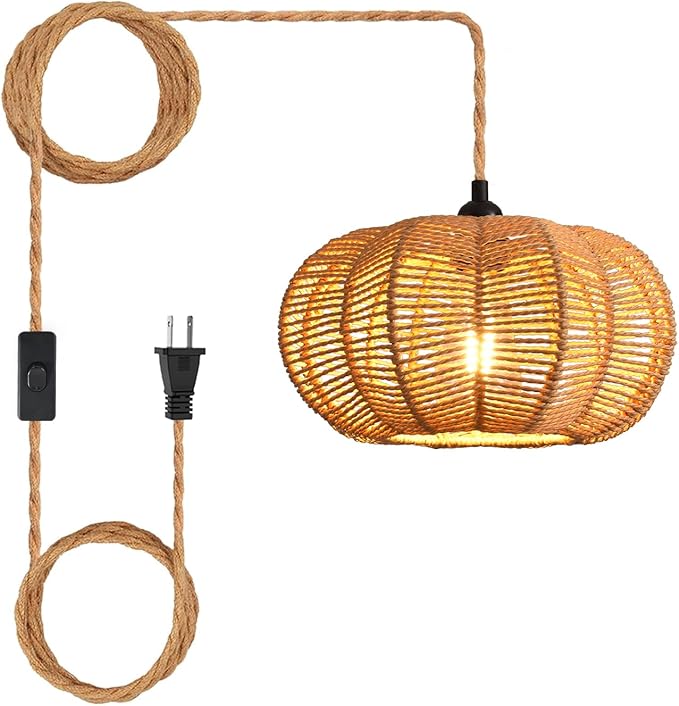 Industrial 15ft Pendant Light Cord -Plug in Hanging Light Fixture, 15FT Farmhouse Pendant Lamp Lights with Switch Cord for Kitchen Island Bedroom Living Room