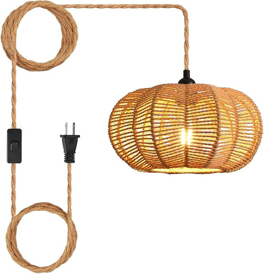 Industrial 15ft Pendant Light Cord -Plug in Hanging Light Fixture, 15FT Farmhouse Pendant Lamp Lights with Switch Cord for Kitchen Island Bedroom Living Room