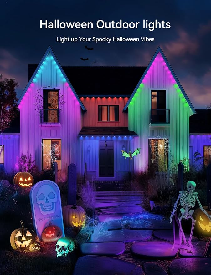 100FT Permanent Outdoor Lights for House -Eaves Lights with 50 IC+RGBCW LED IP67 Waterproof, Smart Outside LED Christmas Light with App/Remote, Eternity Lighting for Holiday/Daily