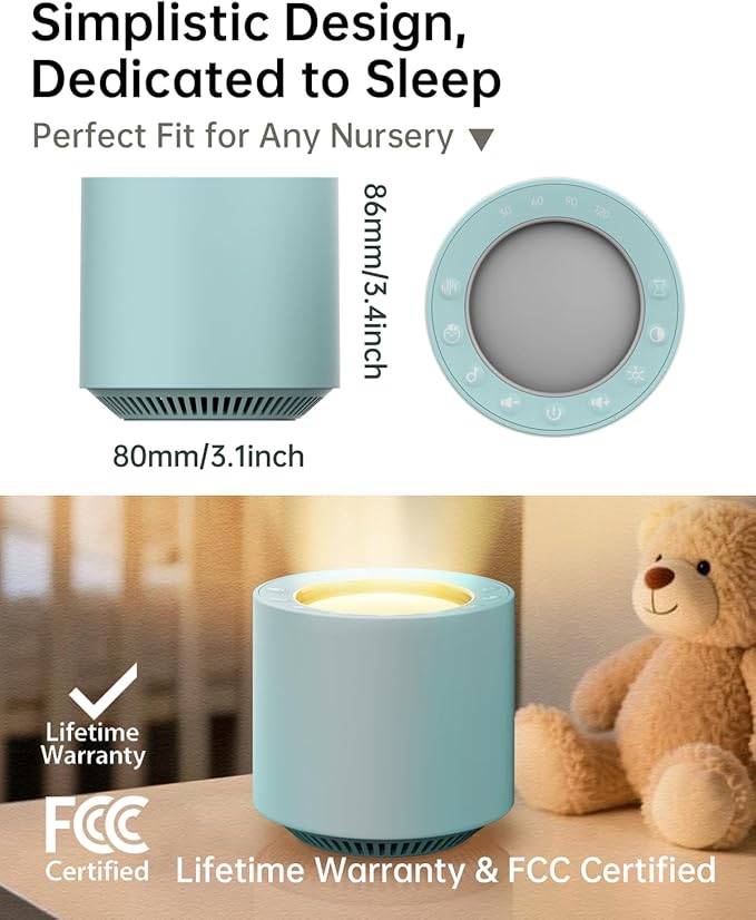 Sleep Sound Machine: Red Light Therapy White Noise Sound Machine with 38 Soothing Sounds & Calming Womb Soother, Memory Function, Dimmable Nursery Night Light with Timer for Baby Adult Gift (Slate)