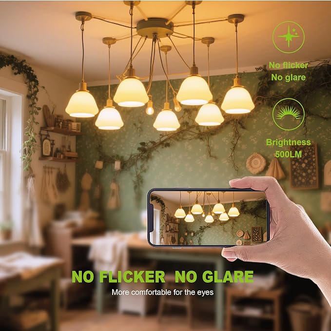 24 Pack E12 Dimmable 60W Equivalent LED Chandelier Light Bulbs, 4.5W Clear 5000K Daylight White 500LM B11 Vintage Filament Candle Light