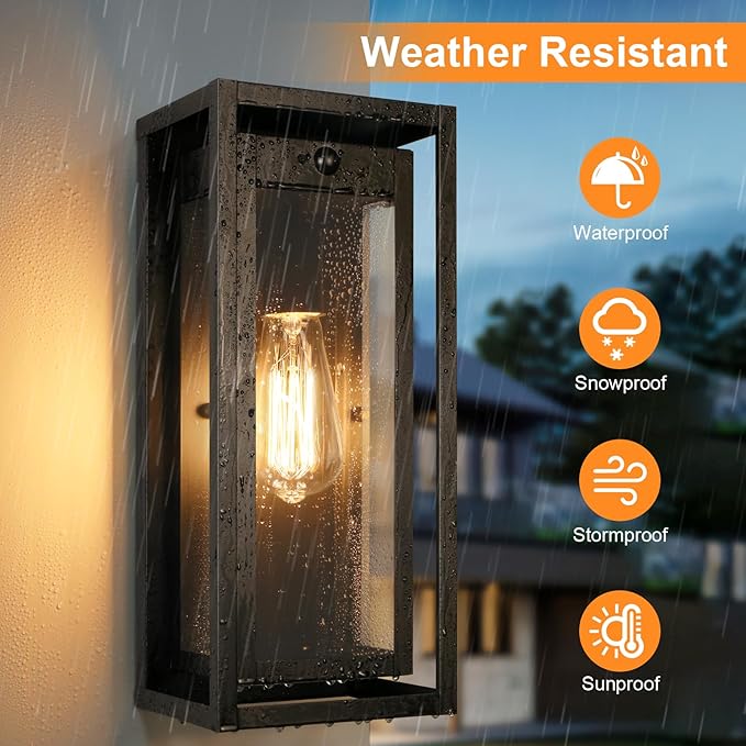 15" Large Outdoor Wall Lights, Dusk to Dawn Motion Sensor Outdoor Lights, Waterproof Anti-Rust Wall Sconces, Exterior Lighting Fixtures for Front Door, Porch, Garage, 1 Pack