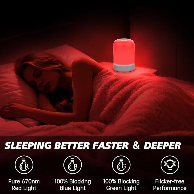 Azhien Red Light Therapy for Sleep, Red Night Light, Touch Dimmable-670NM Light Lamp for Adults & Kids, Night Lights with 670nm for Stress Relief Relaxation Travel Meditation and Yoga