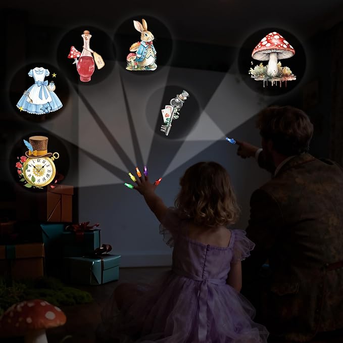 36 Pack Alice Adventure Party Favors LED Finger Lights, Glow in The Dark Wonderland Birthday Gifts, Goodie Bag Stuffers Classroom Treasure Box Prizes