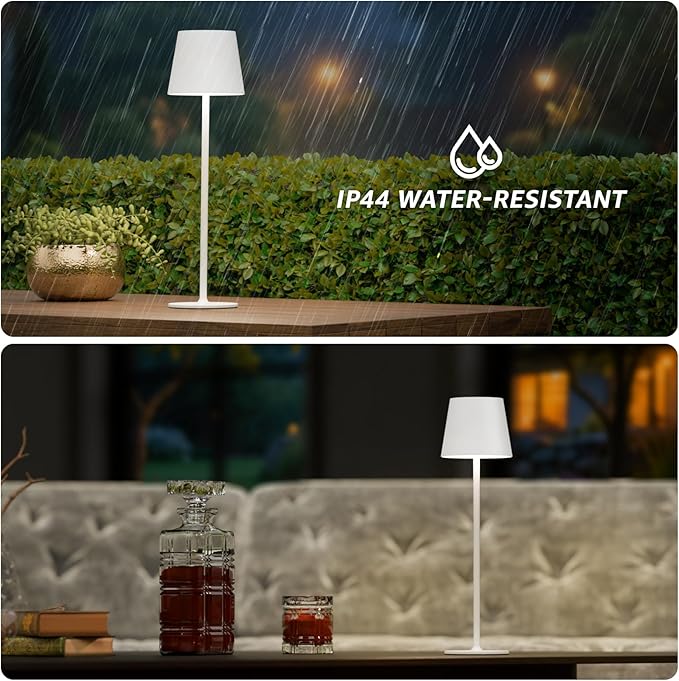 uuffoo 3 Pack Cordless Table Lamp Rechargeable 5000mAH Battery Operated Lights Touch Control LED Portable Desk Lamps 3 Color Dimming for Outdoor Coffee Bedroom Kitchen (White)