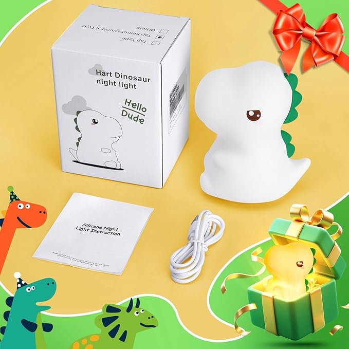 Easter Dinosaur Toys for Kids 3-5,16 Colors+Silicone+Dimmable+12 Hr Use Night Light for Kids Night Light,Toys for 3-8 Year Old Boy,Toddler Birthday Gift,Dinosaur Room Decor for Boys,Girls,Baby,Toddler