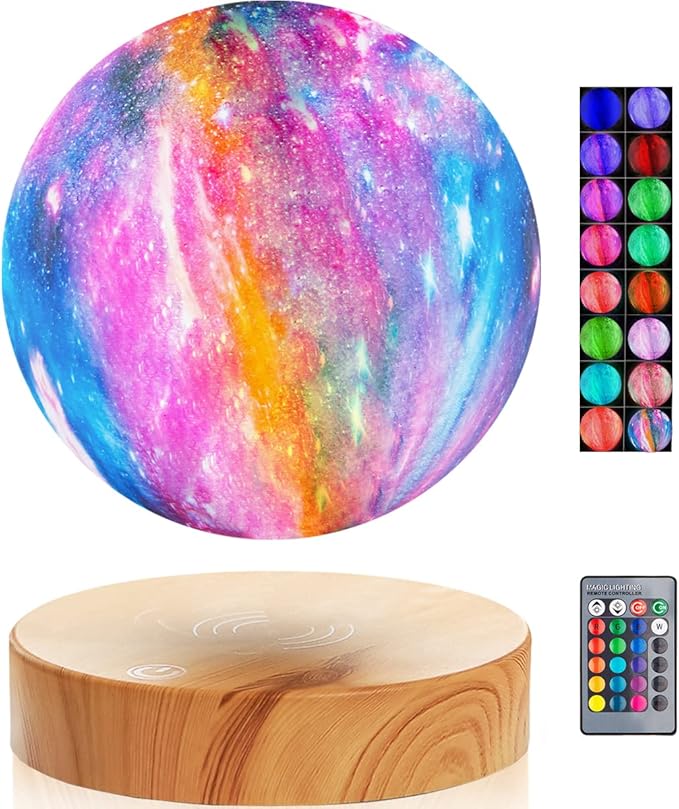 VGAzer Levitating Moon Lamp, 3D Galaxy Planet Floating Moon Lights Beside Lamp Remote Control(16 Colors)