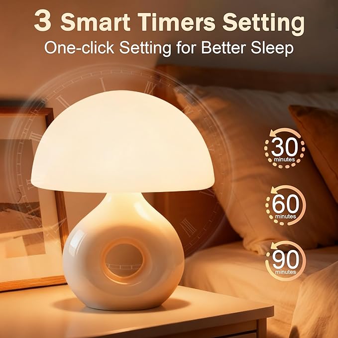 Mushroom Lamp, 670nm Red Light & 10000 Lux Therapy Lamp with Remote & Memory, 4 Color & 5 Brightness/3 Timers,Bedside Nightstand Light for Bedroom,Sunlight Lamp for Home Office Birthday Gift
