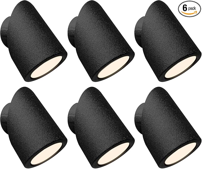 GKOLED 6-Pack Recessed Low Voltage Rotatable LED Deck Lights, Petite Directional Post Lighting, 1W 12V Flush Mount Rail Light, 3000K, IP66 Rated, Die-cast Aluminum Housing, Powder Coated Finish, Black