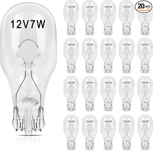 20 Pcs-7w 12v Low Voltage Landscape Light Bulbs, T5 Low Watt Incandescent Lights Replacement Deck Lights Bulb, 7 Watt Light Bulbs for Home Cabinet Automotive Outdoor Garden Deck Yard