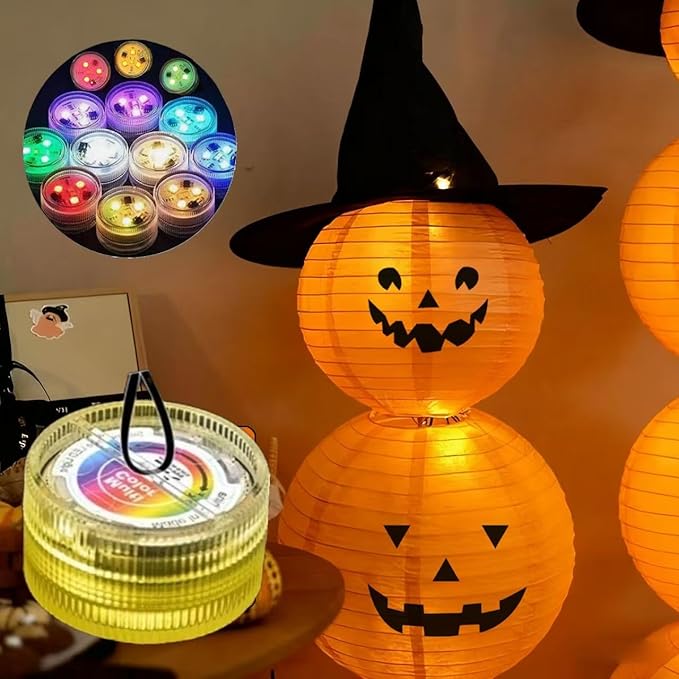 KEMANI Mini Submersible Led Lights,10pcs Small Underwater Tea Lights Candles Waterproof with 2 Remote Battery Operated, RGB 13 Multicolor Changing for Wedding Home Party Festival Decoration