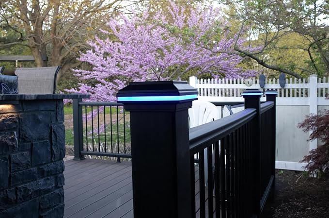 Tru-Scapes® 4.5” Composite LED Low Voltage Deck Post Cap Light (ONLY fits a Trex Transcend Post) (White) (NOT Solar) - Works with Trex LightHub Plug N Play System (Black Color Changing)
