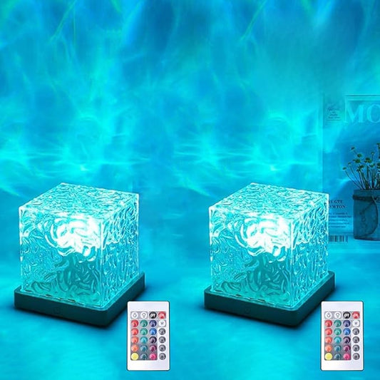 Ocean Wave Projection Lamp, 16 Color RGB Mood Light with Remote, 3D Water Ripple Night Light for Kids Room, Meditation, Yoga, Home Decor(2 Pcs)