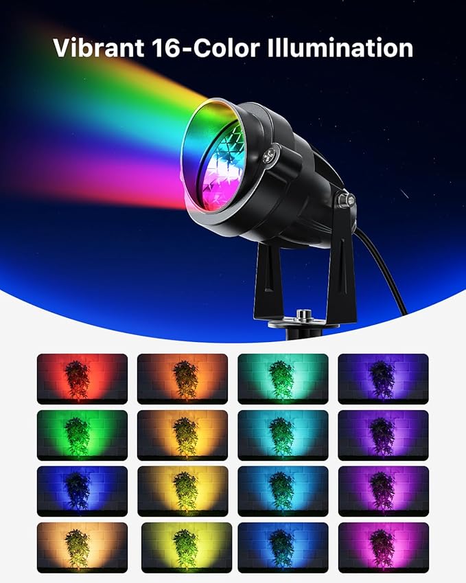6 Pack Color Change Spotlights for Decor Lighting 120V Remote Waterproof Plug-in Multicolor Landscape Spot Light Uplight for Yard Decoration, Tree, Bush, Status, Indoor Plant, Picture & Painting