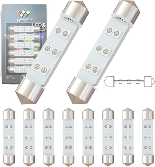 360 deg DC 12V 44mm 578 Festoon Dome LED Bulb Blue 211-2 LED Bulbs 561 562 6413 6429 for Lanscape Camper RV Car Interior Dome Trunk Lights (Pack 10)
