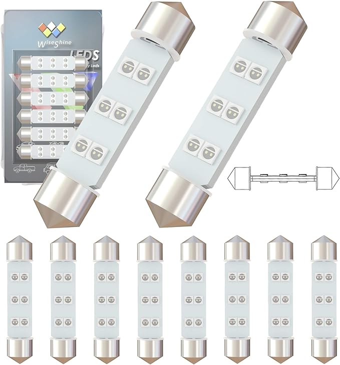 360 deg DC 12V 44mm 578 LED Festoon Bulb 569 561 212-2 214-2 LED Bulbs Green for Automotive Interior Door Cargo Lights (Pack 10)