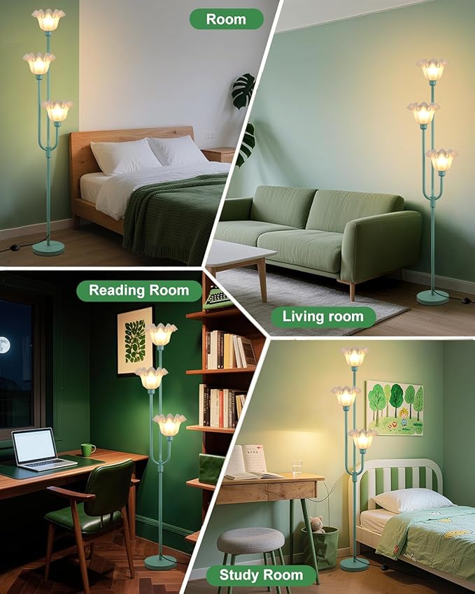Lightdot 66IN Flower Floor Lamp 3-Lights Vintage Floor Lamps with 3000K Warm White Bulbs Included for Wedding Party Modern Tall Standing Lamp for Living Room/Bedroom/Sofa Beside/Corner Decor