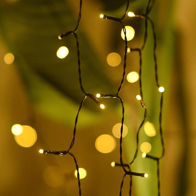 Dailyart Solar String Lights Outdoor, 2 Pack 100 LED (2 x 50FT) Solar Fairy Lights Waterproof IP44 with 8 Lighting Modes & Auto On/Off, 600mAh Battery Warm White for Garden Patio Yard Trees