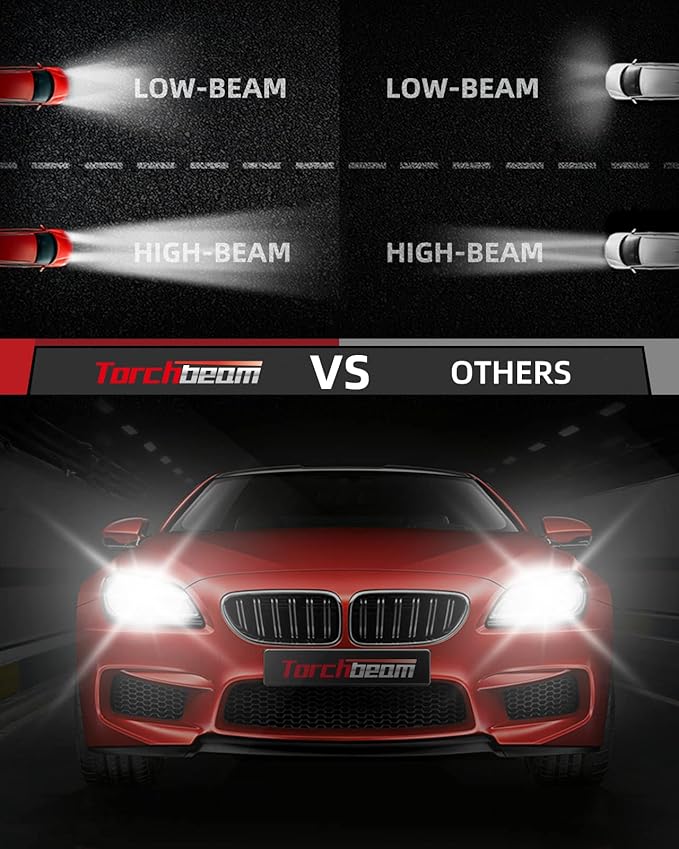 Torchbeam T2 H4/9003 Bulbs Hi/Low Beam, 45,000LM 6500K Ultra White, 1:1 Mini Size H4 Bulbs, 12,000RPM Cooling Fan, IP68 Waterproof, 2- Pack