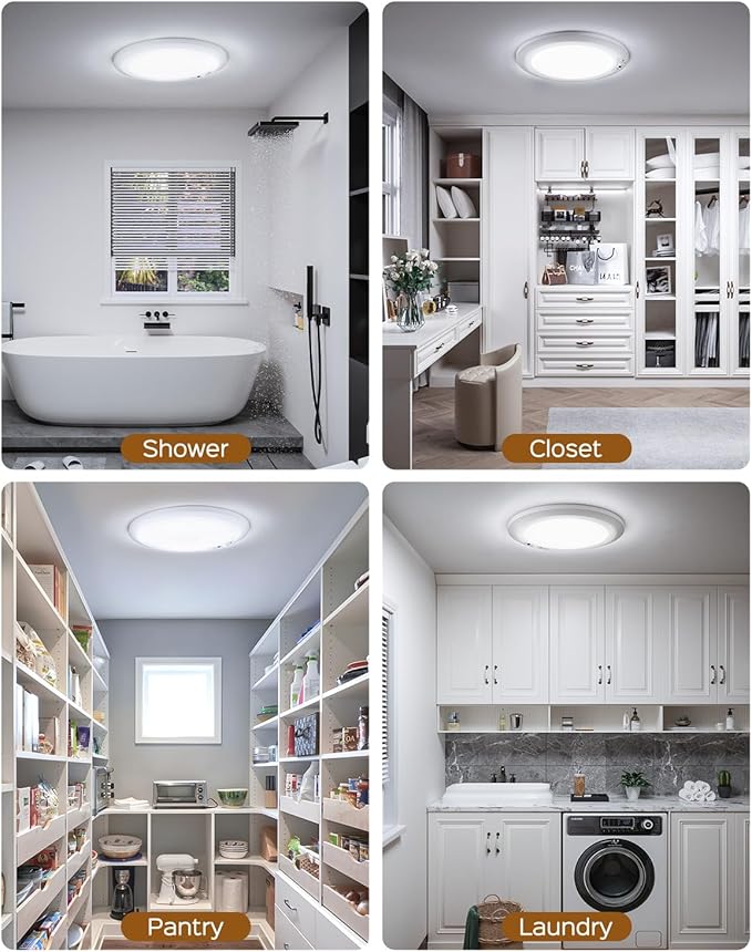 JACKYLED 4 Pack New Upgraded Rechargeable Motion Sensor Ceiling Light with Remote Control,10000mAh Battery Operated Closet Light,Magnetic LED Shower Lights,Ceiling Lamp for Pantry Shed Hallway Porch