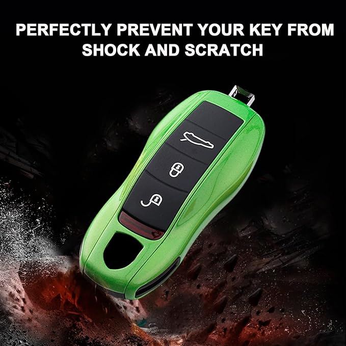 x xotic tech Green Key Fob Cover Smart Remote Shell Case, 3 pcs Set Full Protection, Compatible with Porsche Boxster Cayman 981 Carrera 911 991 918 Spyder Macan Cayenne Panamera