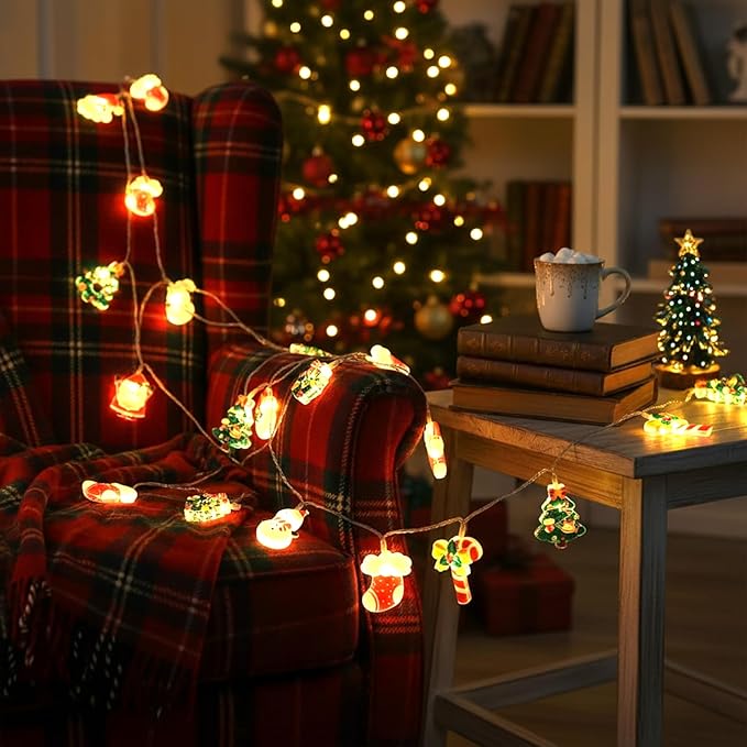 Christmas String Lights,10FT 20LED New Year Lights USB & Battery Operated (Not Included) 2026 Cute Christmas Fairy Lights, 2 Flashing Modes for Christmas Tree Decor Indoor Outdoor,Home,Party,Wedding