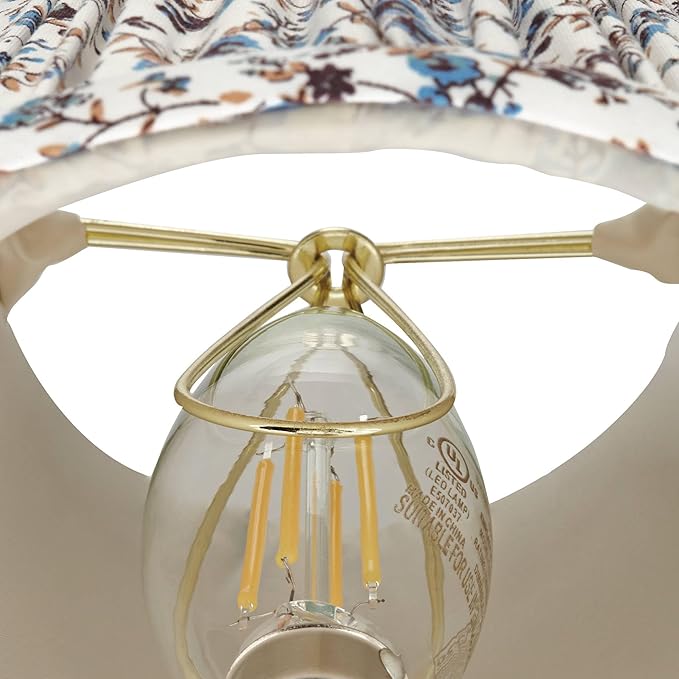 Springcrest Nelle Cream and Blue Floral Cottage Core Pleated Shade 3.5x6x5 (Clip-On) - Springcrest