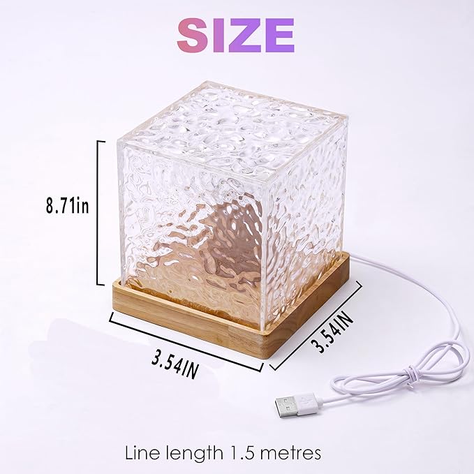 Ocean Wave Projector Lamp, Northern Lights Aurora Projector Light, 16 Colors Gradual Rotating Flame Water Lamp (Square)