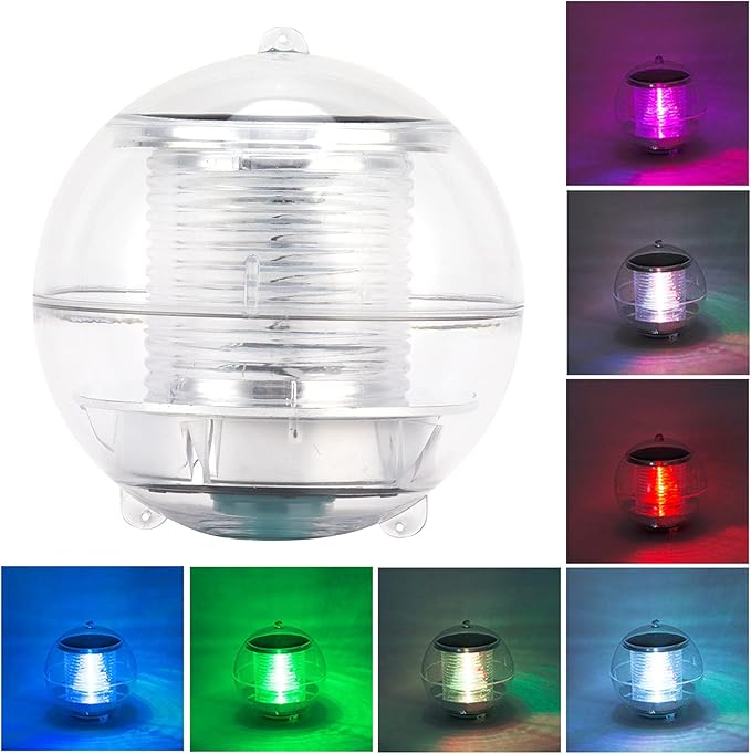 Topyond Solar Floating Pool Lights - IP67 Waterproof RGB Color Changing Ball Light - LED Pond Light for Lakes, Fish Tanks, and Fountains - Solar Powered Floating Lamp