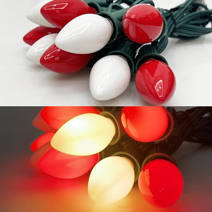 SUNSGNE C7 LED White Replacement Christmas Light Bulbs - 0.6W LED E12 Candelabra Base Bulbs - Perfect for Salt Lamps, Night Lights and Decorative Lights - Pack of 25