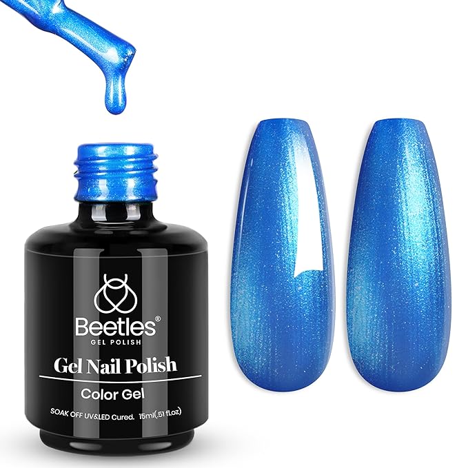 beetles Gel Polish Navy Blue Gel Nail Polish 0.51OZ Dark Blue Nail Art Manicure Salon DIY at Home UV LED Needed Gifts for Women Mystic Sea