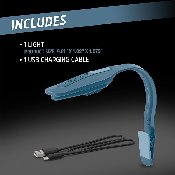 Energizer Flex-R LED Rechargeable Book Light for Reading in Bed, Reading Light with Warm LED Color, Long-Lasting and Lightweight,Blue