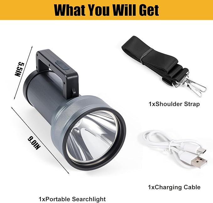 Rechargeable LED Flashlight with Power Display, 4 Light Modes, High Lumens Handheld Torch, Dual Switch, Waterproof Portable Flashlight for Camping, Hiking, Indoor and Outdoor Use (LK6018-White light)