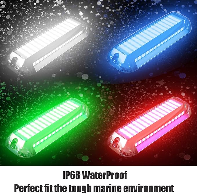 HUSUKU SOOP3 Plus (2.0) 84LED 3000LM 180° Marine Led Underwater Boat Light, 10-36V Boat Under Water Lights, Upgraded IP68 Waterproof 316 Stainless Transom Mount Cockpit Yacht Interior Light, 1PCS