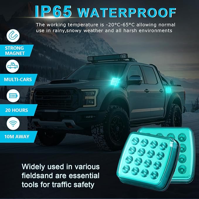 Wireless LED Road Flares for Emergency,Rechargeable Safety Flashing Lights for Vehicles,Portable Strobe Light Magnetic Emergency Strobe Light Kit for Trucks