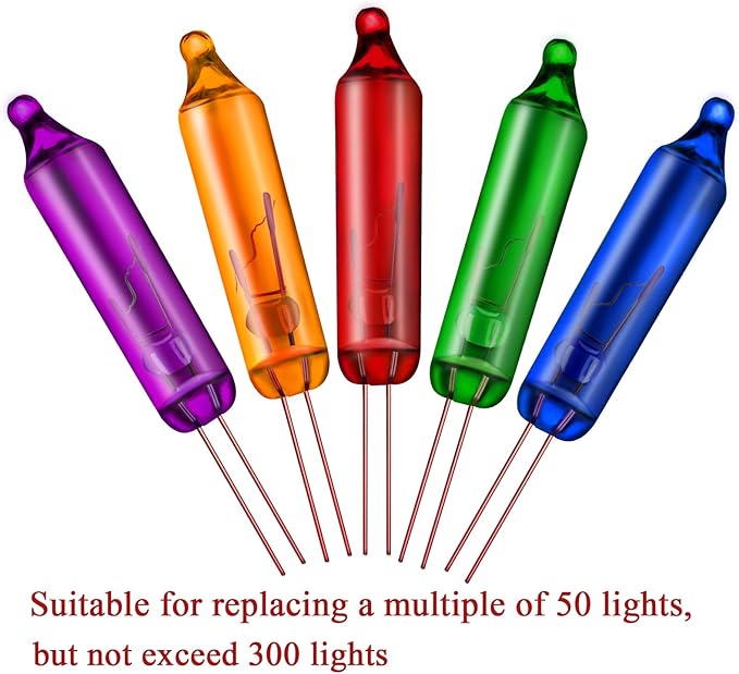 Ruisita 240 Pieces Multi Color Mini Christmas 2.5 Volt Replacement Light Bulbs for Christmas Trees Decorations