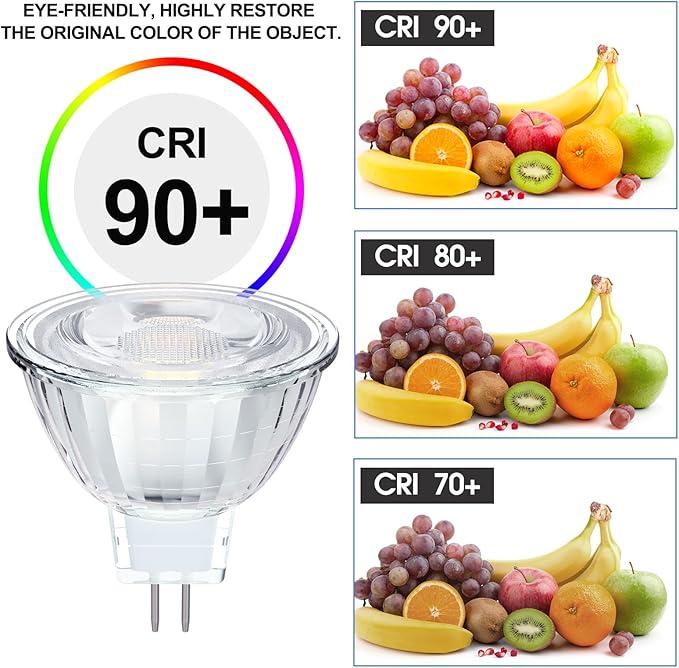 Energetic Dimmable MR16 5W 12V LED Light Bulb, 50W Halogen Equivalent, CRI 90+, GU5.3 Bi-Pin Base, 40 Degree Beam Angle, 3000K Warm White, 500LM, for Landscape, Recessed, Track Lighting, 12Pack