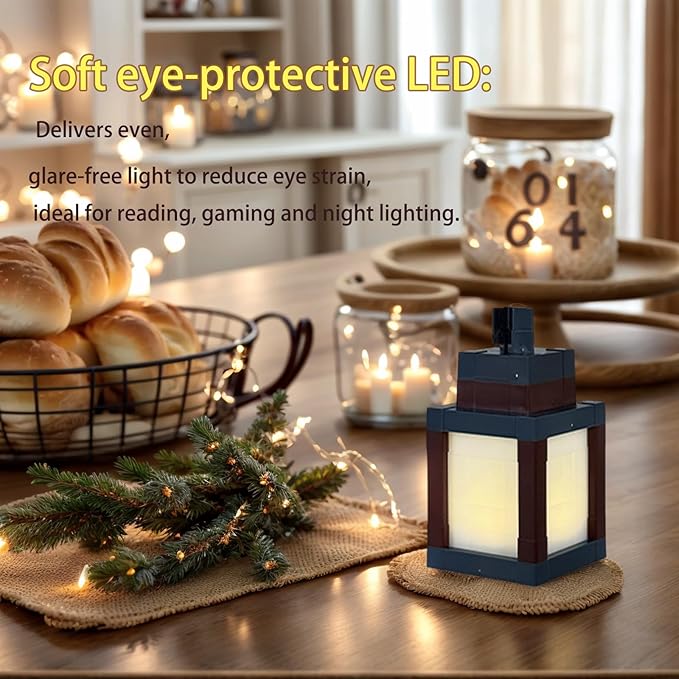 Pixelated Lantern Night Light, 16 Color Retro Mood Light, Wall and Desktop Mounted Night Light with USB Charging Remote Control, Suitable for Decorating Bedrooms and Game Rooms for Boys and Girls.