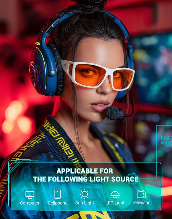TIJN Sonia Sleep Glasses for Blue & Green Light Blocking,Red Lens with Dual AR Coating,Wraparound Frame for Gaming Screen
